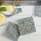 Thirstystone Let It Snow 4 Pack Assorted Tumbled Tile Stone Coasters with Protective Cork Backing 4" Square Manufactured in The USA