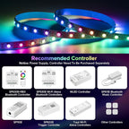 SEZO WS2812B LED Strip Light 16.4FT 60Pixel/M 300LEDs DC5V Individual Addressable LED Strip SMD5050 RGB Dream Color Programmable LED Light Strip Flexible IP30 Non-Waterproof White PCB