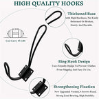Rustic Entryway Hooks-6 Pack Farmhouse Hooks with Metal Screws Included, Black Decorative Wall Mounted Rustic Coat Hooks Rack, Double Vintage Organizer Hanging Wire Hook Clothes Hanger