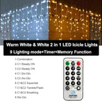 Toodour Christmas Icicle Lights Outdoor, 2 in 1 White & Warm White Color Changing Icicle Lights with 60 Drops, 29.5ft 360 LED Christmas Light Fairy Twinkle Light for Wedding Home Outdoor Xmas Decor