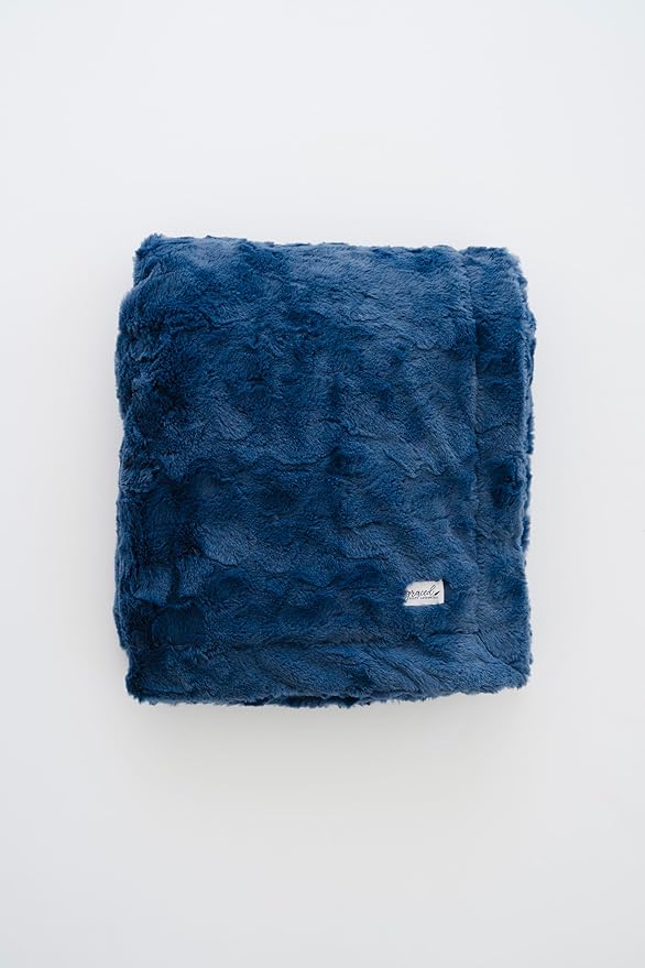 GRACED SOFT LUXURIES Throw Blanket Super Soft Warm Elegant Cozy Comfy Cozy Decorative Textured Faux Fur for Home, Bed, Couch, Sofa, Travel (Large 50" x 60", Blue)