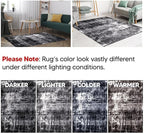 Keen Home Design Area Rugs - 8ft Round Non-Shedding, Abstract Rugs for Kitchen, Living Room, Bedroom, Dining Room, Entryway - Size: 7'10" Square, Abstract Black