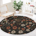 Round Rugs Bear Forest Bunny Rabbit Furry Animals Watercolor Flowers Scandinavian Boho Area Rug Linen and Cotton Carpet Meditation Rug Washable Hallway Runner Mat Accent Rug for Bedroom Bathroom 4ft