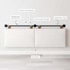 Nathan James Charlie Wall Mount Hanging Headboard, King, White Boucle with Brown Faux Leather Straps