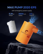 FLEXTAILGEAR Portable Camping Air Pump, Electric Air Mattresses Pump with 3600mAh Emergency Power Supply, 300 L/min Airflow for Rapid in/Deflation for Air Bed, Pool Float, Inflatables, Sleeping Pads