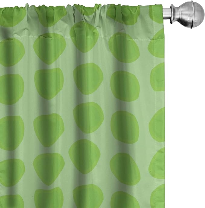 Ambesonne Lime Green Window Curtains Pack of 2, Simplistic Formless Geometric Shapes in Different Shades Theme, Lightweight Set with Rod Pocket, 4 Panels of - 28" x 84", Green