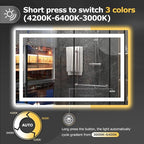 48X32 LED Bathroom Mirror with Lights, Anti-Fog, Dimmable, Backlit + Front Lit, Smart Bathroom Vanity Mirror, Memory Function, Shatterproof, Tempered Glass (Horizontal/Vertical)