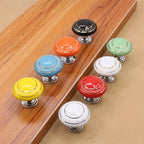 HUAMULAN 15 Pack Ceramic Knob Simple Dresser Kitchen Round Cabinet Pulls Zinc Alloy Base Cupboard Wardrobe Drawer Door Handles,3 Size Screws A4-43-BaiGold-15PCS