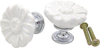 6PCS Vintage Floral Daisy Ceramic Dresser Drawer Knobs Elegant Cabinet Cupboard Door Hardware Pull Handles w/Screws White
