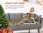 Catalonia Sherpa Wearable Blanket with Sleeves & Foot Pockets for Adult Women Men, Comfy Snuggly Wrap Sleeved Throw Blanket Robe, Gift Idea, Cheetah