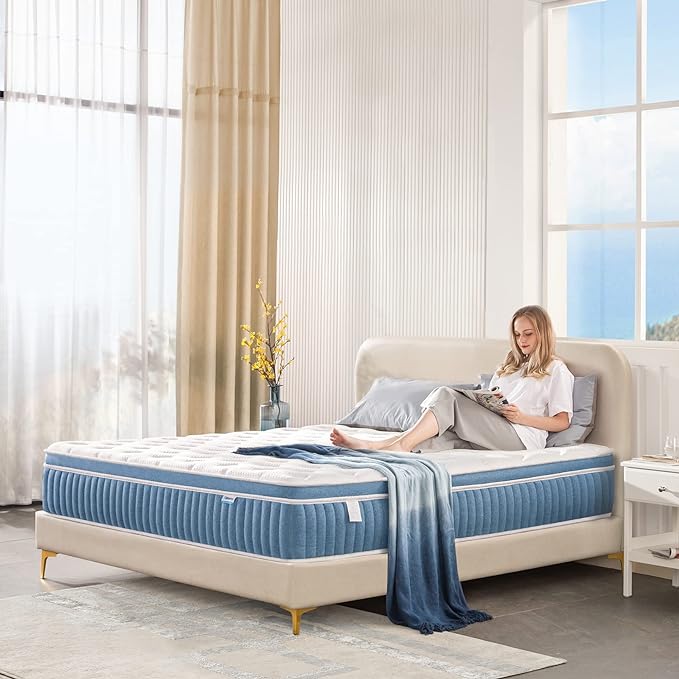 Rimensy Twin Mattress, 10 Inch Hybrid Mattresses in a Box,Individually Wrapped Pocket Coils Innerspring