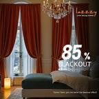 Lazzzy Velvet Blackout Curtains Thermal Insulated Room Window Drapes Super Soft Luxury Curtains for Living Room Bedroom Rod Pocket 2 Panels, Rust Red, 52" W x 96" L