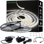 White LED Strip Lights, IP44 Waterproof 2835 LED Lights, 6000K 12V 65.6ft/20m Flexible Ribbon, Kitchen Cabinet Lighting, Outdoor/Indoor (White)