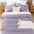 Litanika Grayish Purple Comforter Set California King Size, 3 Pieces Cal King Lightweight Solid Bedding Comforter Set, All Season Fluffy Bed Set (104x96In Comforter & 2 Pillowcases)