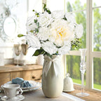 AmyHomie White Artificial Flowers Combo Silk Mix Peony Rose Hydrangea Daisy Fake Flowers w/Stem for DIY Wedding Bouquets Centerpieces Arrangements Table Decor Party Bridal Baby Shower Home Decor
