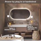 48"x24" Oval Led Mirror for Bathroom, Frameless Vanity Mirror with Lights, Modern Lighted Bathroom Mirror Wall Mounted, Anti Fog Smart Mirror with 3 Colors Dimmable, Vertical/Horizontal