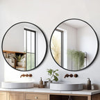 22 Inch Black Round Circle Mirror for Wall,Modern Bathroom Mirrors with Simple Metal Frame, Entryway, Bedroom Vanity, Living Room, Hallway Decor (Matte Black, Wall Mounted)
