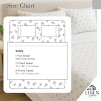 Linen Home 100% Cotton Printed Percale Sheets King Size, Deep Pocket, 4 Pieces Set - 1 Flat, 1 Deep Pocket Fitted Sheet and 2 Pillowcases, Crisp Cool and Strong Bed Linen, Grey Silhouette Floral