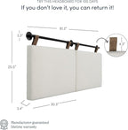 Nathan James Charlie Wall Mount Hanging Upholstered Headboard, Queen, White Boucle with Brown Faux Leather Straps