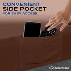 DREAMCARE Full Size Sheets Set - 4 Pcs Cooling Bed Sheets with Up to 15" Deep Pockets - Soft, Long-Lasting 100% Brushed Polyester with Side Pocket (Mocha Brown)