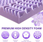 MUXHOMO 2 Inch 7-Zone King Mattress Topper, Egg Crate Foam Mattress Topper King Size for Back Pain, Lavender Cooling Gel Infused Bed Pad, CertiPUR-US and Oeko-TEX Certification (76"×80")