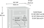Sauder Shoal Creek Night Stand, Bedside, Bedroom Side Table, L: 20.87" x W: 17.48" x H: 24.06", Oiled Oak