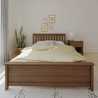 Max & Lily Queen Bed Frame with Slatted Headboard, Solid Wood Platform Bed for Kids, No Box Spring Needed, Easy Assembly, Walnut