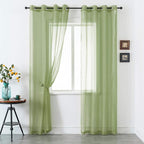 DUALIFE Sage Green Sheer Grommet Curtains 108 Inches Extra Length for Bedroom -Light Filttering Curtains Drapes 2 Panels for Living Room Party Backdrop?52W X 108L Inch