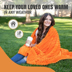 GO Premium Plush Soft Throw Blanket for Couch - Orange Fleece Blanket for Living Room, Bedroom, Home Decor - Small Couch Blanket for Men, Women (50x60 Inches)