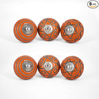 Handmade Dark Orange Ceramic Stone Cabinet Knobs, Vintage Decorative Drawer Pulls for Trendy Cabinets, Modern Dressers & Cupboards, Knobs for Kitchen & Furniture - Set of 6