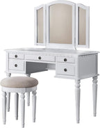 Bobkona St. Croix Collection Vanity Set with Stool, F4074, White