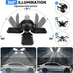 LED Garage Lights 4 Pack -120W, 12000LM 6500K Led Shop Light with 4+1 Deformable Panels, Basement Barn Light Garage Ceiling Lights, E26/E27 for Garage, Warehouse, Shop