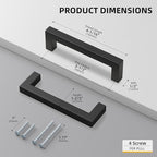 Goldenwarm 10Pack Black Square Bar Cabinet Pull Drawer Handle Stainless Steel Modern Hardware for Kitchen and Bathroom Cabinets Cupboard,Center to Center 3-1/2in (90mm) Square Bar Cabinet Pull