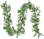 DearHouse 5.5ft Seeded Eucalyptus Garland, Artificial Vines Faux Eucalyptus Leaves Table Garland Artificial Greenery Wedding Backdrop Arch Wall Decor