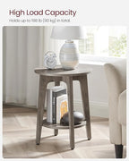 VASAGLE MAEZO Collection - Side Table, 2-Tier Small Round End Table, Nightstand with Tapered Legs, Curved Transitions, for Small Spaces, Living Room, Bedroom, Heather Greige ULET283T02