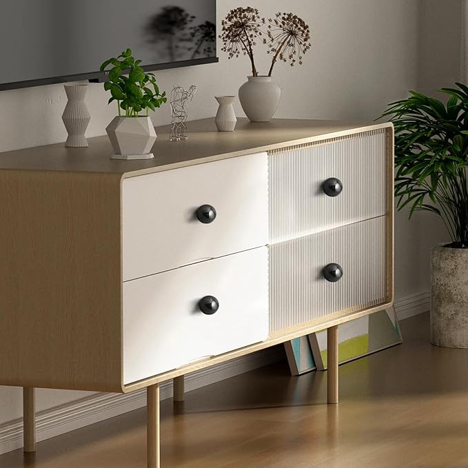 FoDau770 15pcs Black Wood Knobs, Round Ball Cabinet Knobs Vintage Drawer Pulls, Natural Wooden Cabinet Hardware for Furniture Drawer Dresser Wardrobe Cupboard - 1-1/2" Diameter