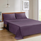 Mejoroom Striped Full Size Sheets – Extra Soft Full Size Bed Sheets - 16inches deep Pocket Full Sheet Set, Breathable, Wrinkle, Fade and Stain Resistant - 4 Piece (02-Purple)