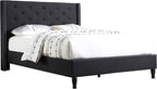 Home Life Linen Upholstered Platform Bed - Cloth Platform Bed with 51 Tall Headboard - Durable Wooden Slat Design - Easy to Assemble - Mattress Support - No Box Spring Needed - Full Size, Black