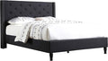 HomeLife Premiere Classics Cloth Black Linen 51" Tall Headboard Platform Bed with Slats Queen - Complete Bed 5 Year Warranty Included 007