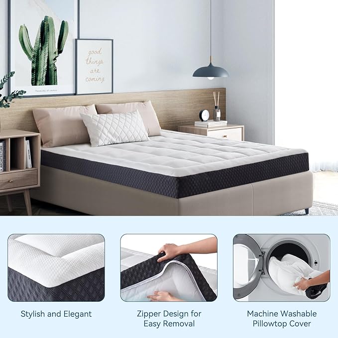 ONENICE 6 Inch Twin Mattress for Kids, Cooling Gel Memory Foam with Plush Removable Pillowtop, CertiPUR-US Certified, Fiberglass-Free, Mattress in a Box for Support & Comfort