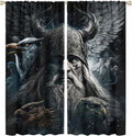 Fantasy Norse Viking Curtains,Cool Gothic Vintage Vikings Mystical Symbol Eagle Window Treatments Thermal Insulated Rod Pocket Blackout Drapes for Bedroom 2 Panels 72L x 31.5W
