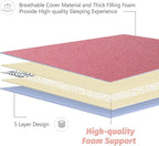 MAXYOYO Japanese Floor Mattress Futon Mattress, Thicken Sleeping Pad Foldable Roll Up Floor Futon for Adults Tatami Mat Dormitory Bed Lounger, Pink, Queen Size