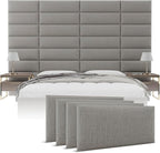 Vänt Upholstered Wall Panels - King/Cal King Size Wall Mounted Headboards - Weave Moondust Grey - Twin/King - Set of 4 Panels (Each Individual Panel 39"x11.5")
