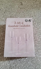 NUPTIO Tealight Candle Holders Glass: Set of 3 Long Stemmed Candle Stands for Dinner Table Centerpiece - Monet Candleholders Pillar Floating Candles