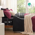 Bedsure Full Size Comforter Set - 7 Pieces Reversible Burgundy and Black Bedding, Full Size Bed Set for All Seasons, Bed in a Bag with Down Alternative Comforter, Sheets, Pillowcases & Shams