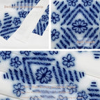 Batmerry Blue Art Flower Tapestry,Blue White Ceramic Glaze Tie Dye Wall Art Hanging Decoration Polyester Fiber White Ruffled Around for Dorm Room Bedroom Living Room, 82.7x59.1 inches