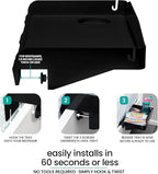 Modern Innovations 2 Count Bedside Organizer for Bed – Clip On Tray with Cup & Cord Holder – for College Dorm, Top Bunk, or Kids Bedroom (Black)