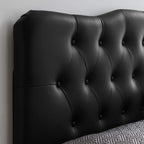 Modway Annabel Tufted Button Faux Leather Upholstered Queen Headboard in Black