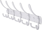 Dseap Wall Mounted Coat Rack - 5 Tri Hooks, Heavy Duty, Stainless Steel, Metal Coat Hook Rail for Coat Hat Towel Purse Robes Mudroom Bathroom Entryway,White
