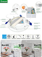 zouzai 12 Pack 4 Inch 6000K Ultra-Thin LED Recessed Light with Junction Box, 9W 810lm Dimmable,Ra>85 High Brightness - ETL an Energy Star Certified